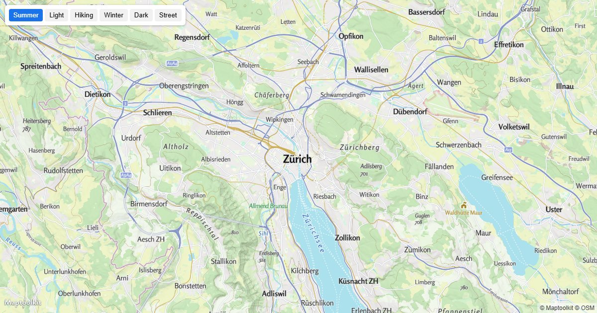 Switch between the Maptoolkit community styles at runtime.