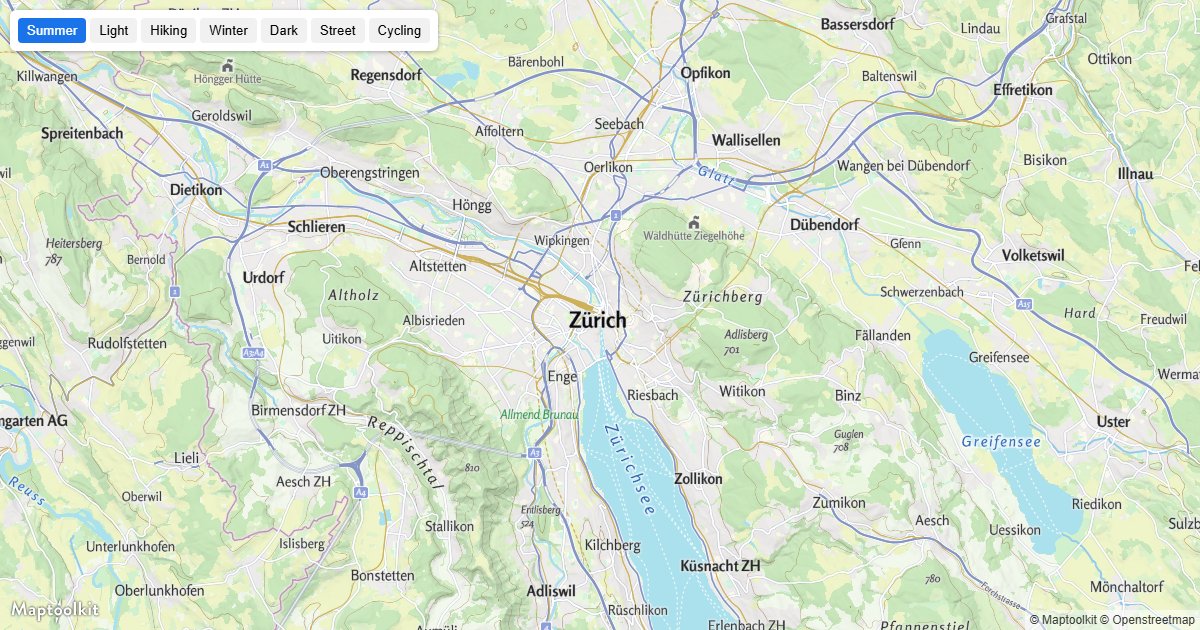 Switch between the Maptoolkit community styles at runtime.