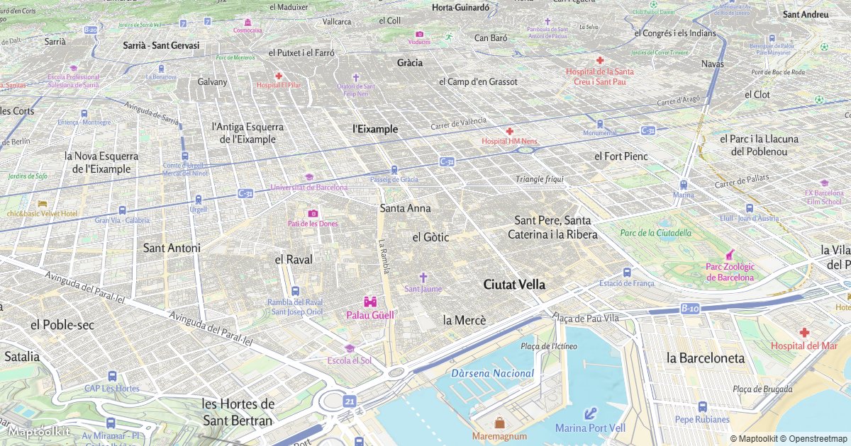 Open the map tilted and rotated.